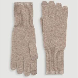LOFT 100% Cashmere Ribbed Gloves in Natural Tan